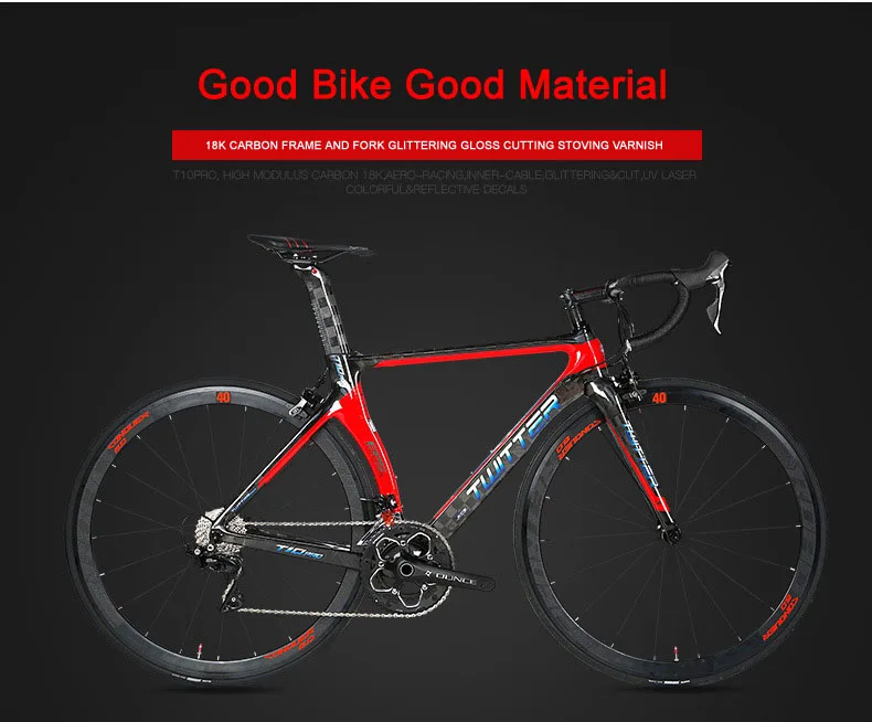 Excellent Twitter T10pro Complete Carbon Road Bike 105/R7000 22 Speed With 700C Wheel Caliper Brake Full Carbon Road Bicycle For Racing 7