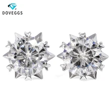 DovEggs 14 к белое золото 1.2ctw 5,5 мм F бесцветные лабораторные серьги-гвоздики с муассанитом и бриллиантами для женщин Свадебные серьги с отжимом