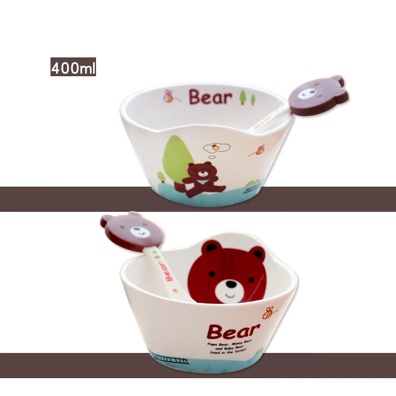 Kid Cartoon Bowl Dishes Cartoon Mouse Lunch Box Kid Baby Children Infant Baby Rice Feeding Bowl Porcelai Snack Ceramic Tableware - Цвет: bear