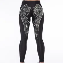 Для женщин гибкий Скелет крыло печати Плотные брюки тренировки Тренажерный зал Бег Йога Спорт Фитнес тренировки Леггинсы дропшиппинг