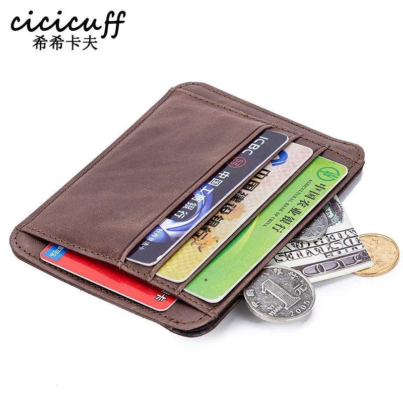 

Good Quality Men Genuine Leather Business Credit Card Holder Fashion Ultrathin Small Wallet Men's Mini Coin Purse Slim 2019 New
