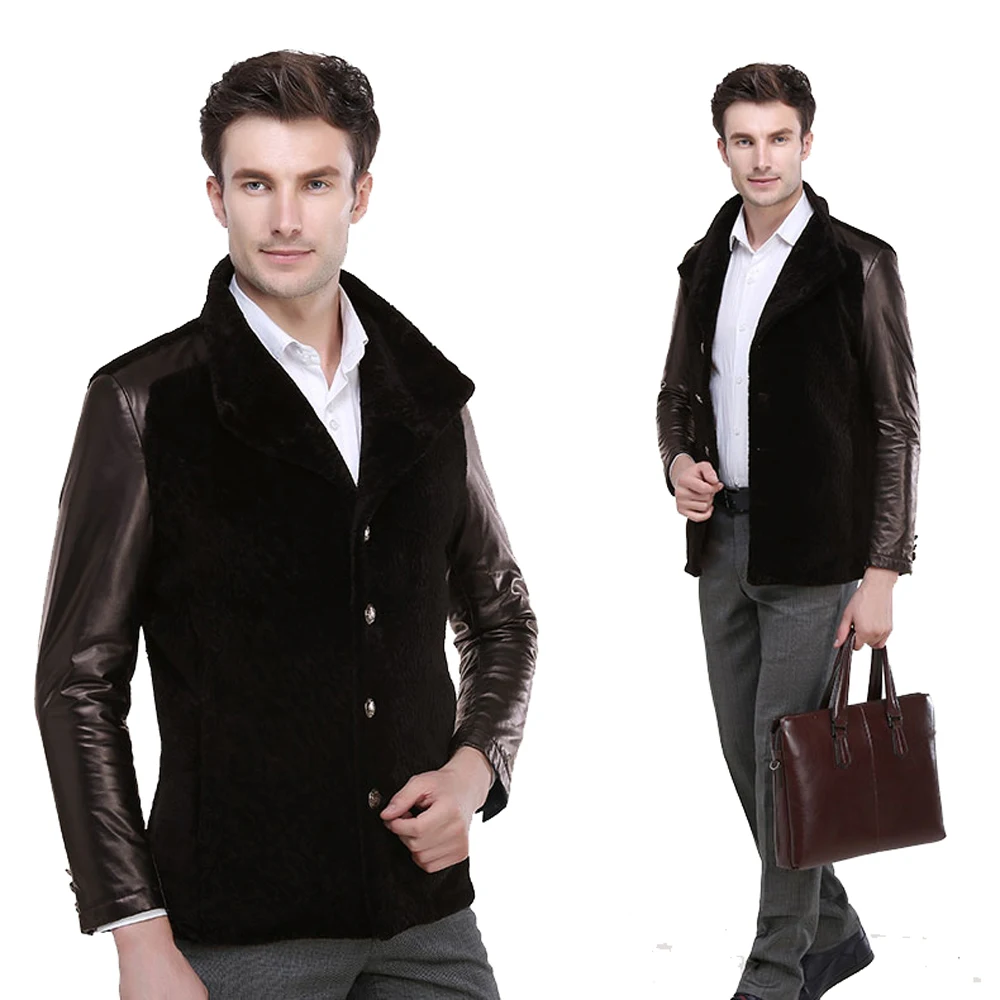 Akrasanee genuine leather fur coat men's clothing autumn and winter