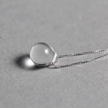 

VAA natural White crystal Pendant 925 silver chain Water droplets Creative jewelry gift necklace
