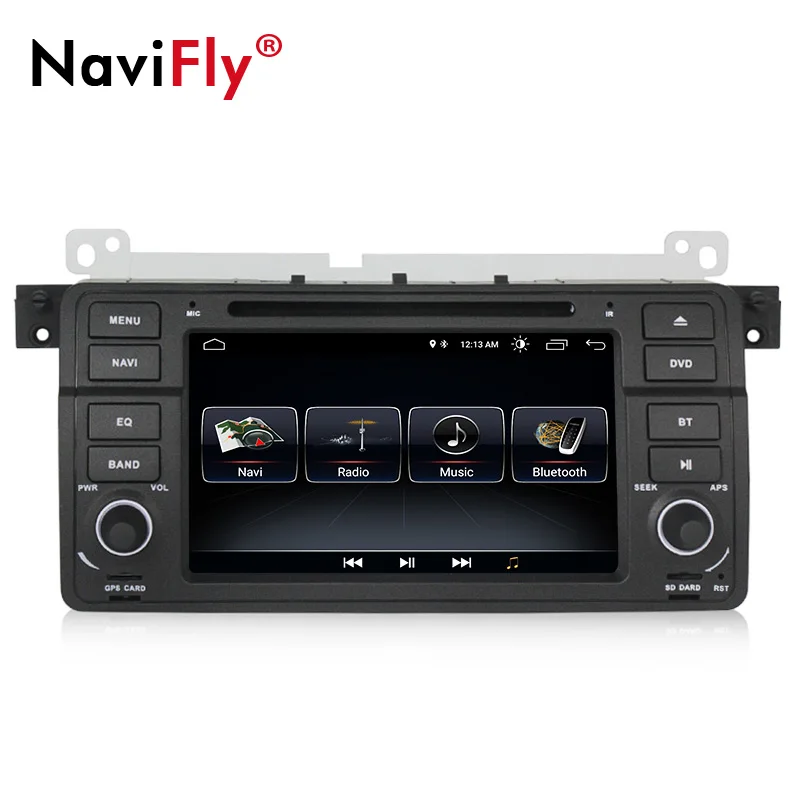 Sale NaviFly Car dvd radio player for BMW 3 Series E46 M3 1998-2006 Android 8.1 quad core auto GPS navigation with WIFI BT CANBUS 2