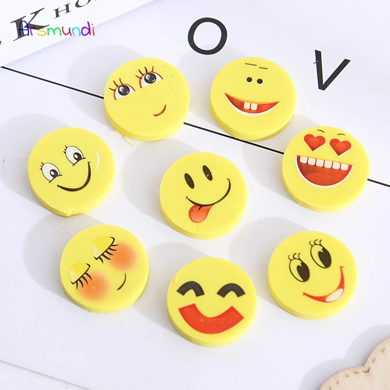 

4 Pcs/Set Kawaii emoji Pencil Eraser Creative Cartoon Funny Expression Rubber Pencil Erasers Children Learning Stationery Gift