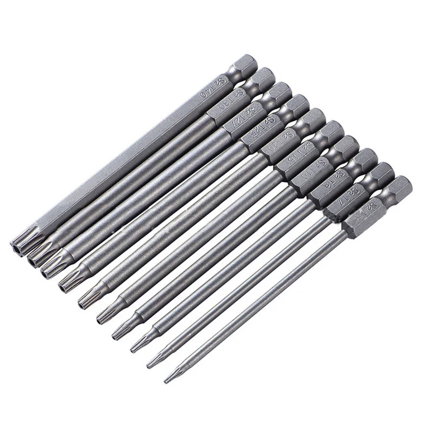 

10pcs/set 100mm Magnetic Torx Bits Combination Sandblasting S2 Alloy Steel Electric Screwdriver Bit Kit Tool Accessories T6-T40