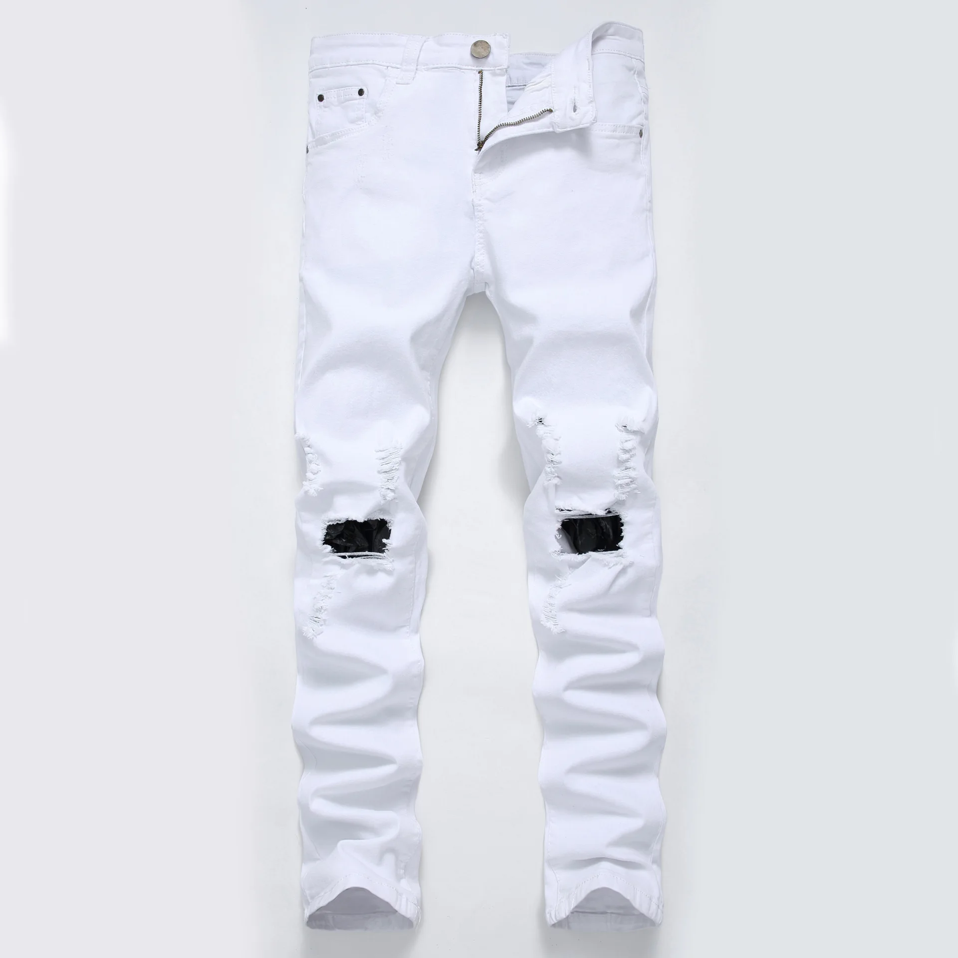 Мужские джинсы в стиле «панк» с логотипом на заказ, с дырками на коленях, с дырками, с дырками