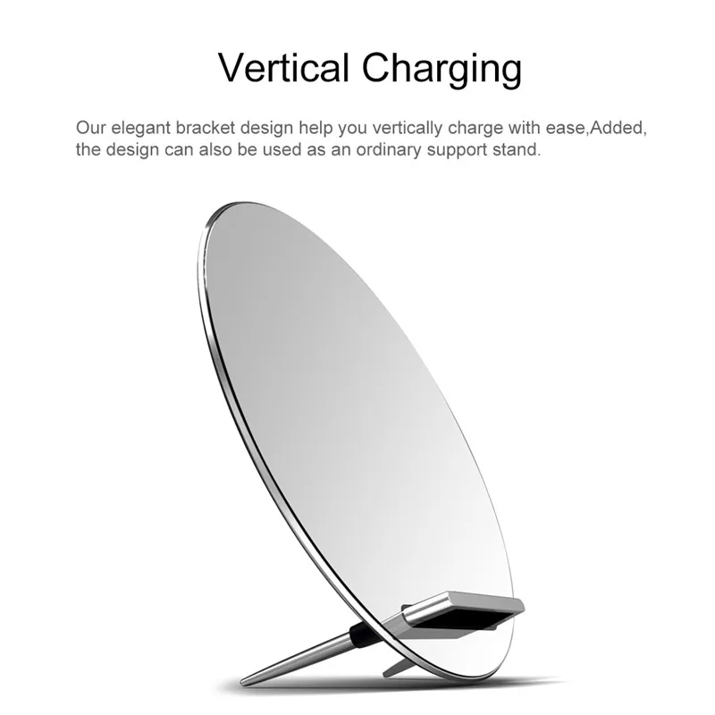 

Mirror Qi Wireless Charger Universal Fast Charging Stand for iPhone 8 10 X Samsung S6 S7 S8 S8 Plus Android Smart Device J15