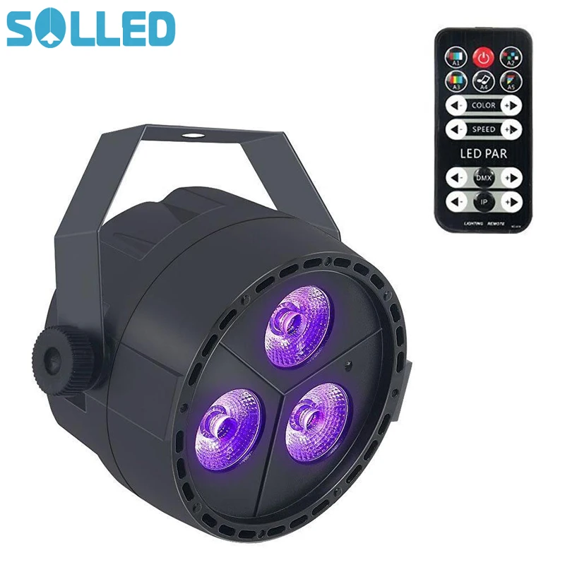 

SOLLED 3 LED Par Lights RGB Colorful Multi Lighting Modes Stage Lights Flexible Remote Control DMX Control Disco Lights EU Plug