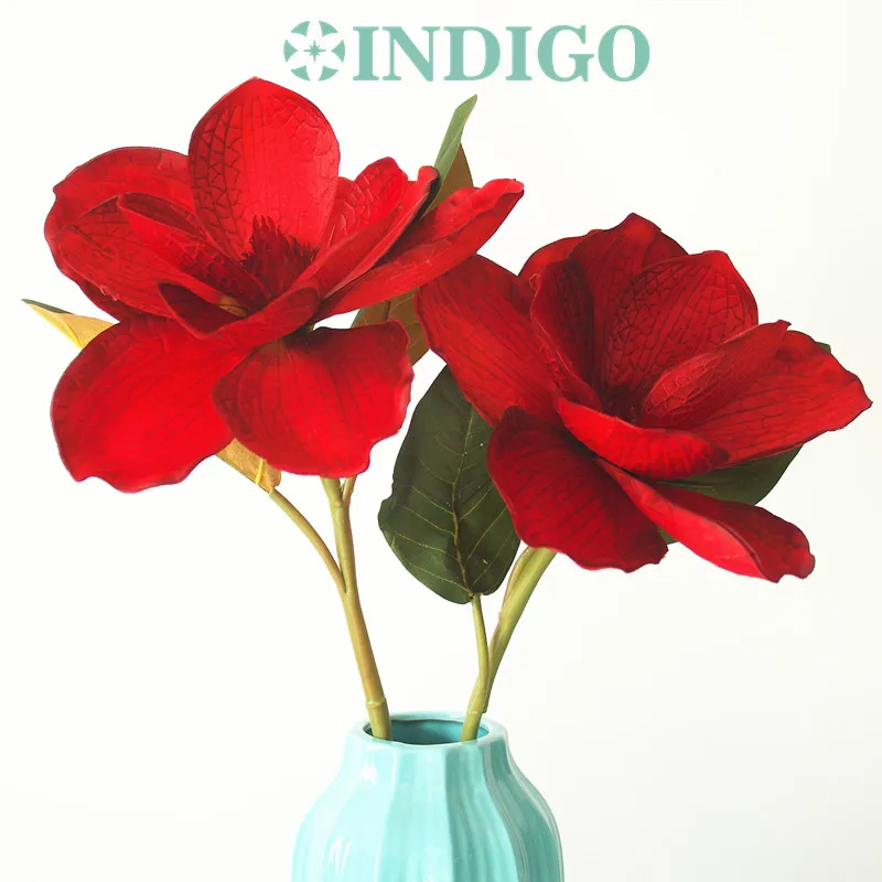 

5 Pieces New Red Christmas Big Magnolia Orchid Silk Decorative Flower Artificial Flower Wedding Flower Party Event Free Shipping