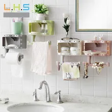 Домашняя мода многофункциональная наклейка туалетная бумага рулон Подставка для салфеток настенное крепление полка навесной держатель Полка крышка G509