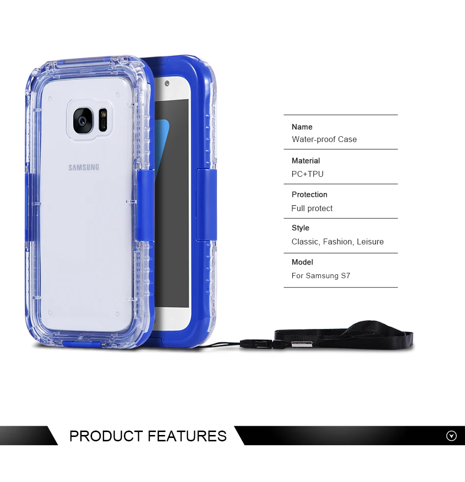 For Samsung Galaxy S7 S7 edge Waterproof Case Diving Underwater Watertight Cover Universal Hard PC+TPU Full Clear For S7 S7 Edge (2)
