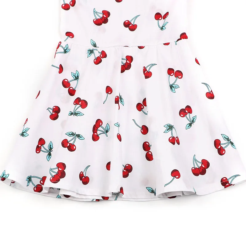Summer Girls Dress Cherry Floral Print Princess Dresses for Children's Clothing Cotton Kids Casual Dresses (5)