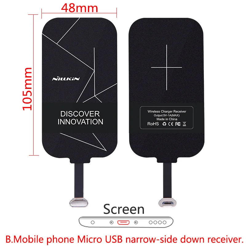 Nillkin Волшебные метки QI беспроводной зарядный приемник Micro USB/type C адаптер для iPhone 5S, SE 6 6S 7 Plus Mi5 Mi5s Plus mate 9 - Тип штекера: for micro USB B