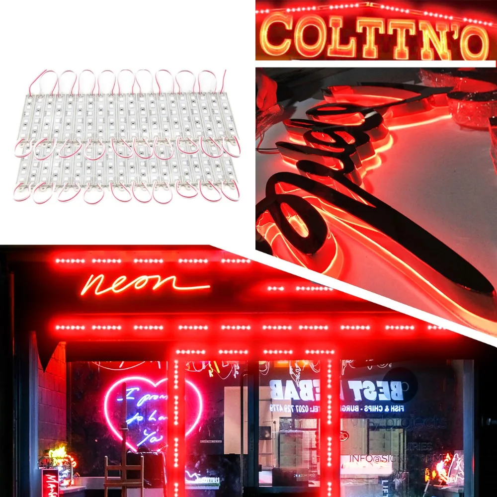 

20-100PCS Super Bright LED Module SMD 5054 Red Color Light 6LEDs DC12V Waterproof Advertising LED Modules Storefront Strip Light