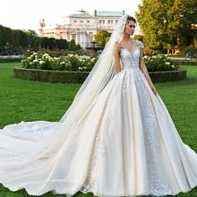 Ashley Carol сексуальное милое короткое роскошное бисерные аппликации свадебное платье Королевский поезд Свадебные платья для принцесс свадебные платья