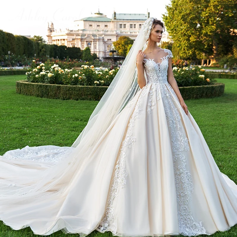 Ashley Carol  Elegant Wedding Dresses For Women 2024 Sweetheart Beaded Appliques Button Princess Wedding Gown Vestidos De Novia