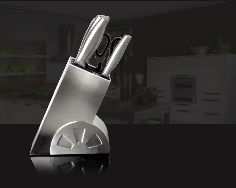Современный 6-образными пазами Нержавеющая сталь Кухня Ножи для хранения кухонных ножей для от солнца и оборудован держателем ножей-mygift