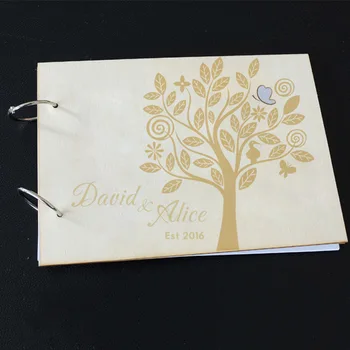 

Wedding Photo Album Alternative Wedding Guest Book Wood Guest Book Tree Custom Names & Date Anniversary Engagement Souvenirs