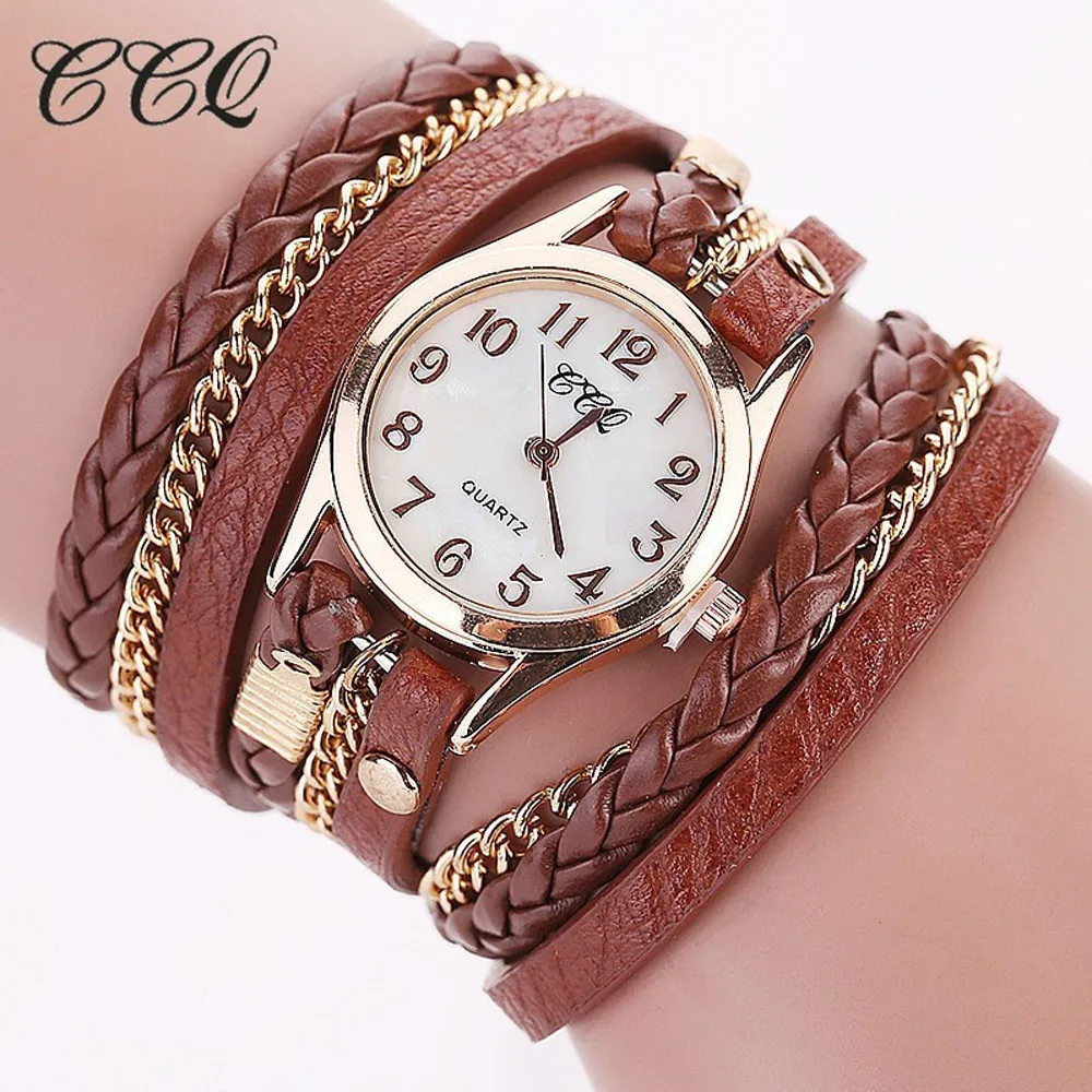 Коричневые CCQ новые женские часы модные повседневные аналоговые кварцевые часы подарок для девушки наручные часы Элегантные старинные женские часы OC0811