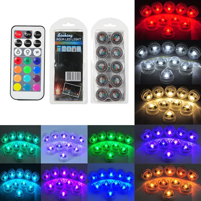 Submersible Lights Mini RGB LED Night Light Bulb Button Battery Candle