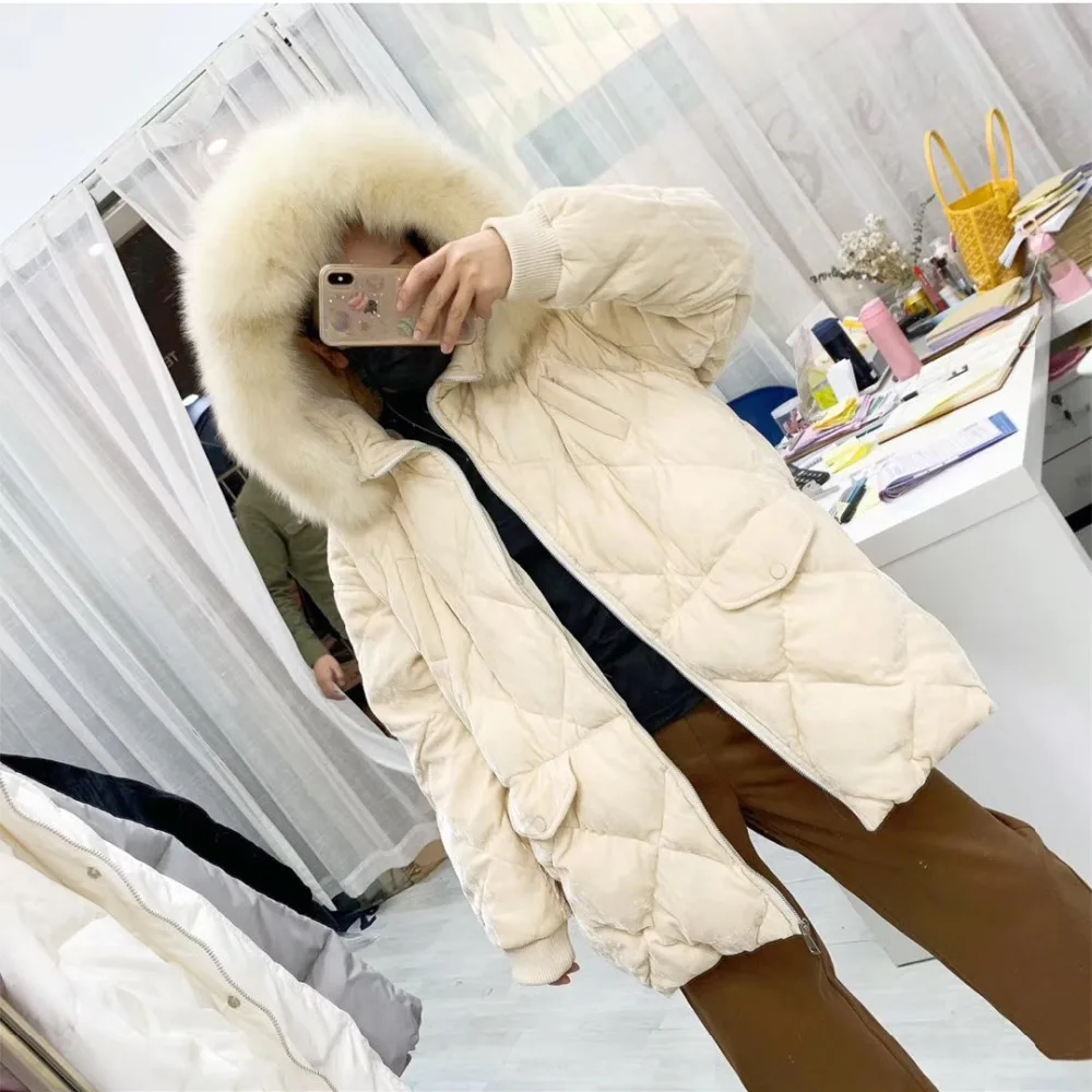 Maternity Outerwear Pleuche Jackets Faux Fur Collar Loose Hooded Fashion Extra Thick Down Coat for Pregnant Women Pregnancy Coat