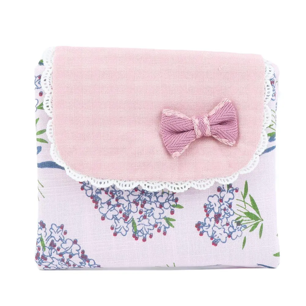 1Pc Lovely Sanitary Pad Organizer Purse Holder Flower Pattern Canvas