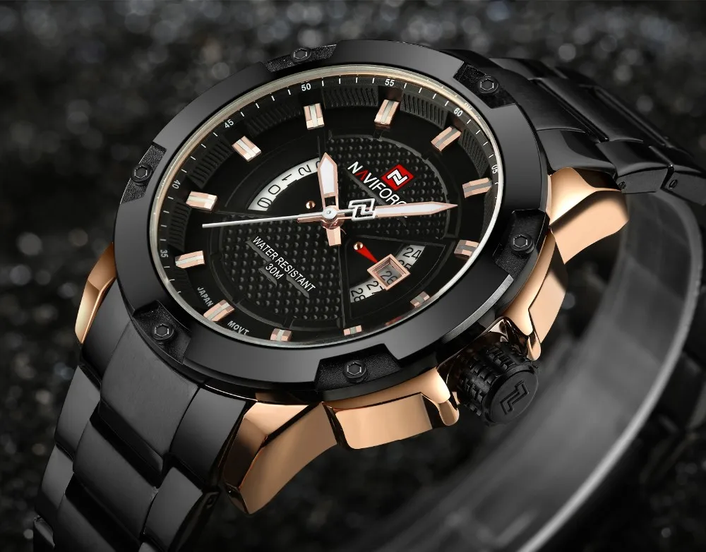 NAVIFORCE мужские часы Топ люксовый бренд для мужчин полный стальной час кварцевые часы Аналоговые водонепроницаемые спортивные армейские военные наручные часы