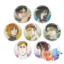 Attack on Titan Anime Badge Eren Levi Ackerman Armin Arlelt Erwin Smith Zoe Hange Hans Jean Kirstein Metal Badge Brooch Pins halder japanese cartoon anime animation attack on titan keychains armin arlart rivaille ackerman chatacters trinkets accessories