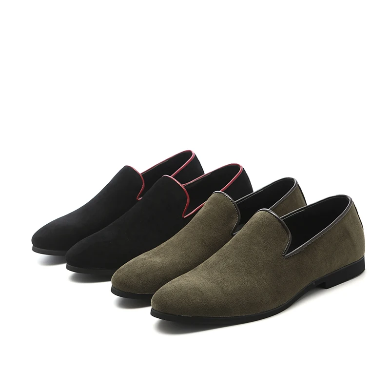 

2019 Hot Selling Faux Suede Men Loafers Slip-on Men Flats Plus Size EU37-48 Men Casual Shoes Black Brown Army Green