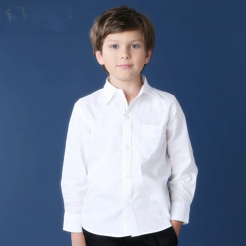 Белая рубашка с короткими рукавами для мальчиков Новинка года, Корейская Весенняя Детская рубашка для студента с длинными рукавами