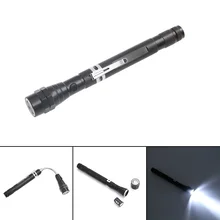 2017 New Telescopic Flexible Magnet Head 3 LEDs Torch Flashlight Magnetic Pick Up Tool Light Lamp with 4pcs button batteries