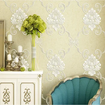 

3D Embossed Flowers Wallpaper Rolls European Style Pastoral Wall Paper For Living Room Sofa Bedroom Home Decor Background Wall
