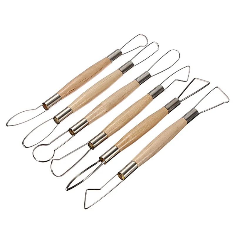 6 PCS Pottery Clay Tools Ceramics Ribbon Sculpting Tool Set 8 inch Polymer Clay Sculpture Modeling Tools