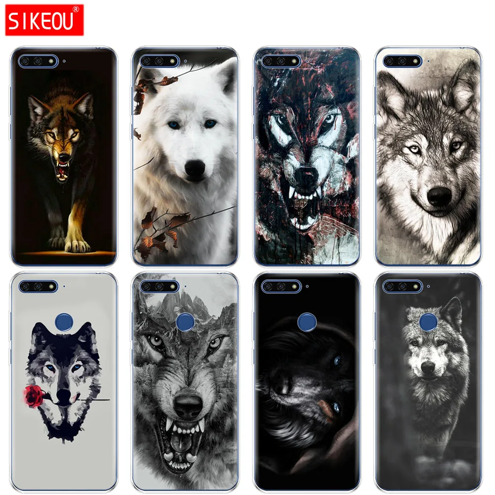 

Silicone Cover Phone Case For Huawei Honor 7A PRO 7C Y5 Y6 Y7 Y9 2017 2018 Prime Dark Night Wolf