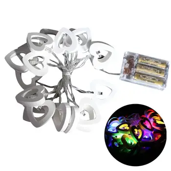 

2.2M 20 LED Wooden Mini Heart String Lights Battery Light String For Christmas Tree Home Wedding Party Decoration
