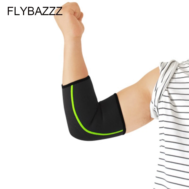 FLYBAZZZ 1 قطع دعامة كوع كم الكوع حامي الاثقال الكرة الطائرة التنس الذراع هدفين المرفقين منصات كرة السلة تشغيل سادة