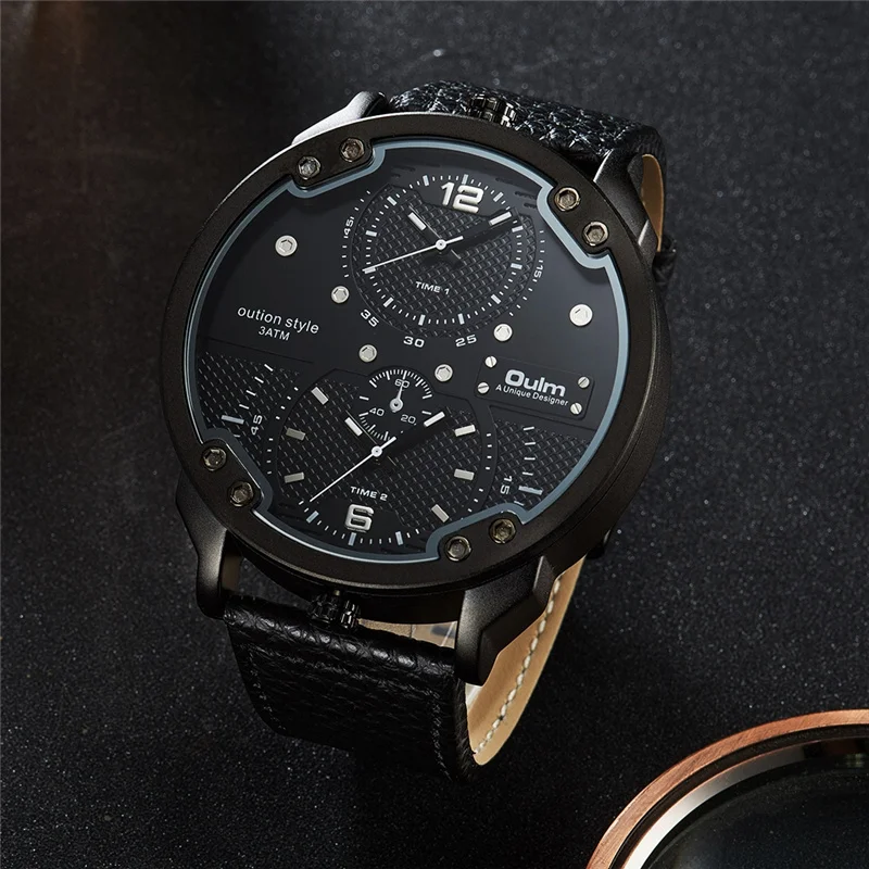 grande relógio masculino pulseira de couro relógio