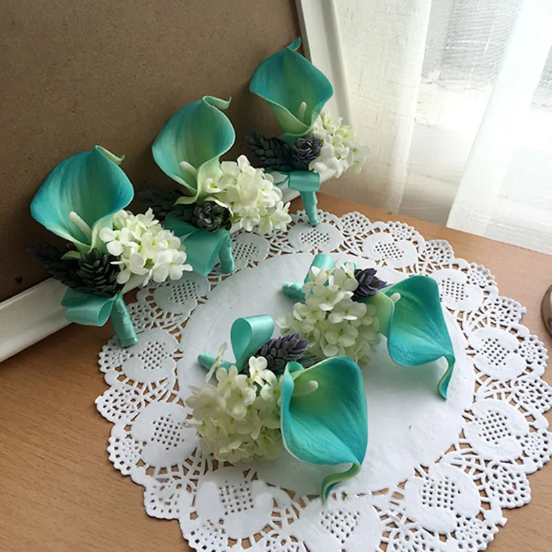 blue wedding Corsage boutonniere groom (18)