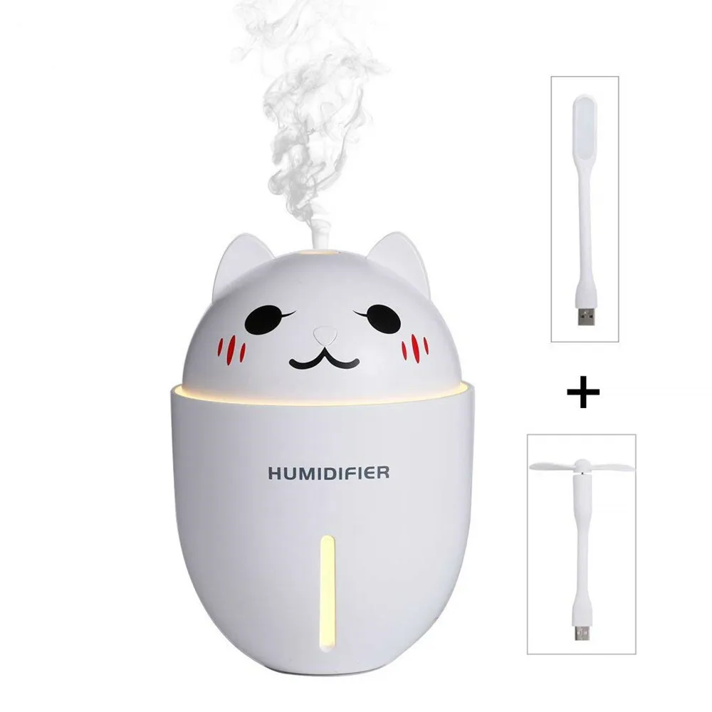 

Car Humidifier Cool Ultrasonic Cool-Mist Adorable Pet Mini Humidifier with LED Light Mini USB Fan Automatic Shut Off for Office