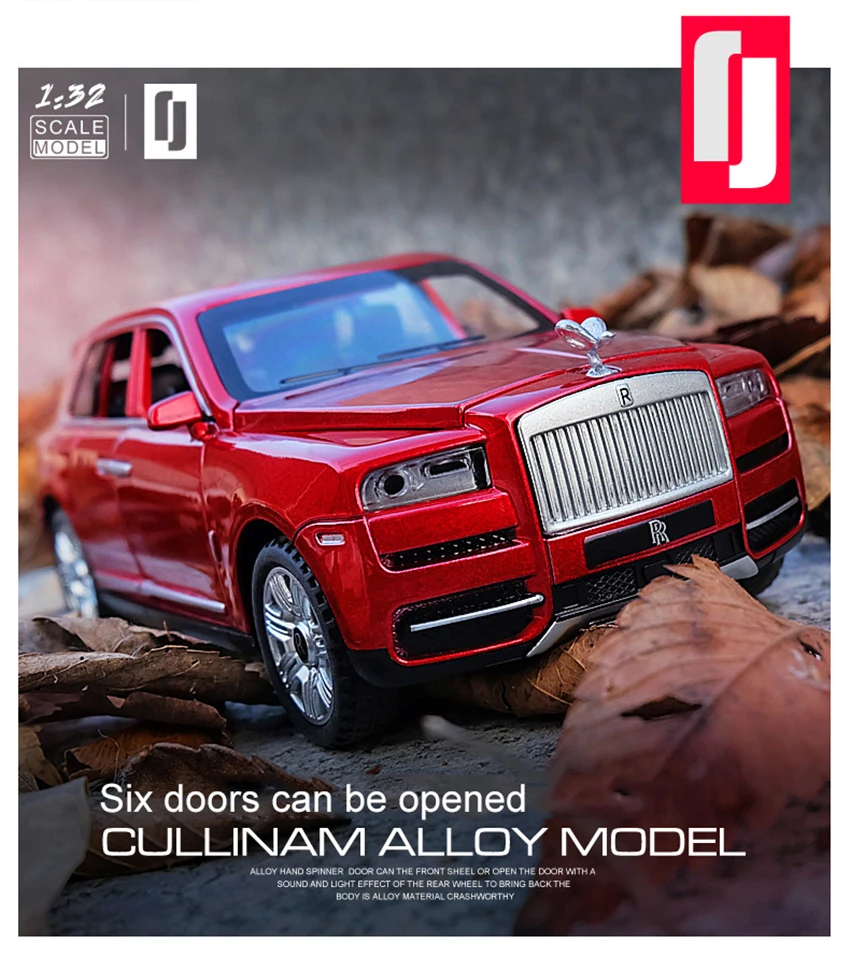 Литая 1:32 шкала Rolls Royce Cullinan модели автомобилей металлическая модель звук и светильник оттяните назад внедорожник для детей 6 дверей можно открыть