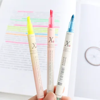 

Coloffice 3PCs/Set 6 Color Double-Head Highlighter Color Marker Pen Student Handbook Painting Pen Office Key Mark Pen Stationery