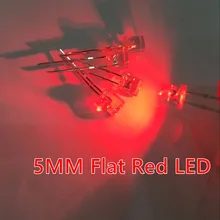 50 шт. 5 мм плоский красный светодиодный 5 мм Ультра яркий светодиодный s светильник широкий угол излучающие диоды электронные компоненты