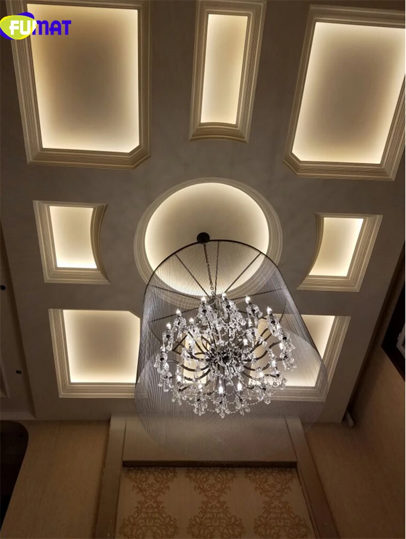 FUMAT RH Style Crystal America Retro Villa Chandeliers Lamps Waterfall Art Frame Living Dinning Study Room Hanging Light Fixture9