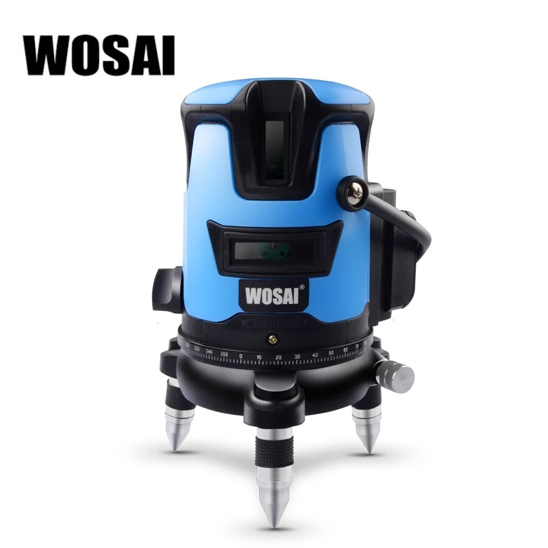 

WOSAI 5 Lines 6 Points Blue Laser Level Automatic Self Leveling 360 Vertical&Horizontal Tilt & Outdoor Mode can use w/ Receiver