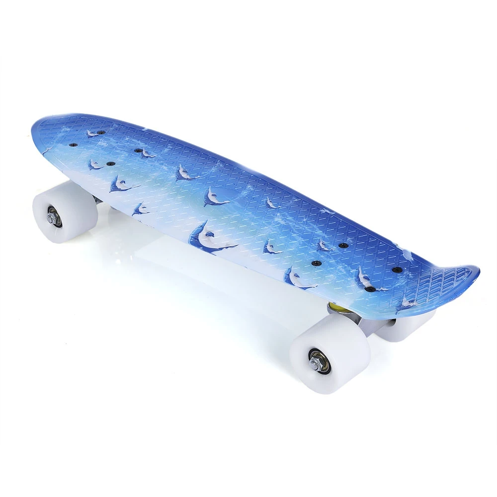Скейтборд Longboard 22 дюймов Дельфин Шаблон четырехколесный длинный скейт доска PP пластиковая колода алюминиевый Автопогрузчик из сплава дропшиппинг