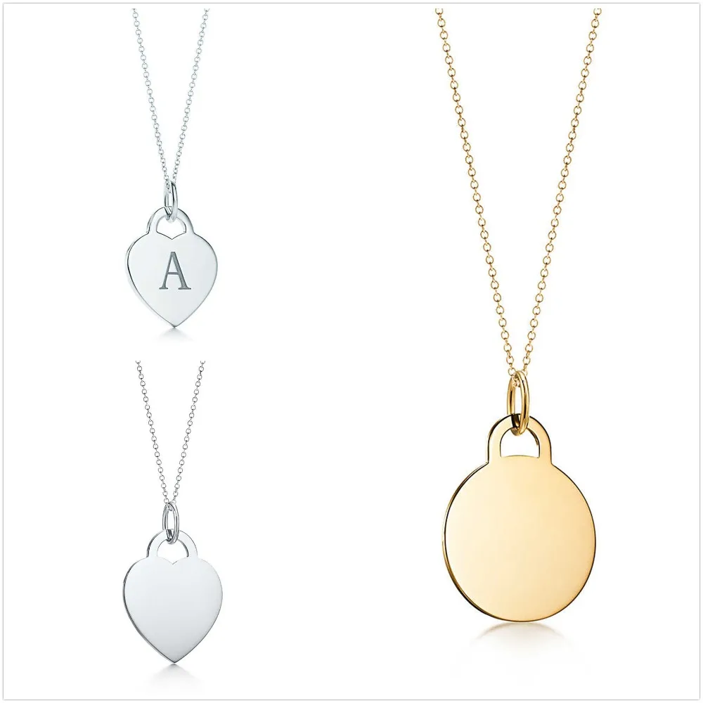 

TIFF925 tags silver gold silver classic heart-shaped logo letter circular necklace pendant ladies fashion jewelry gifts