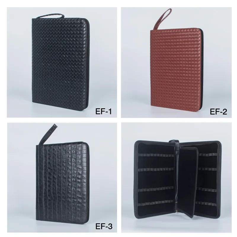 Buy 48 Pens Case Luxury The new Coffee weaving Leather
