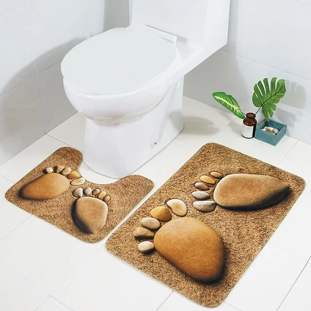 Buy 3 Pcs Bath Mats Anti Slip Bathroom Toilet Mat Set