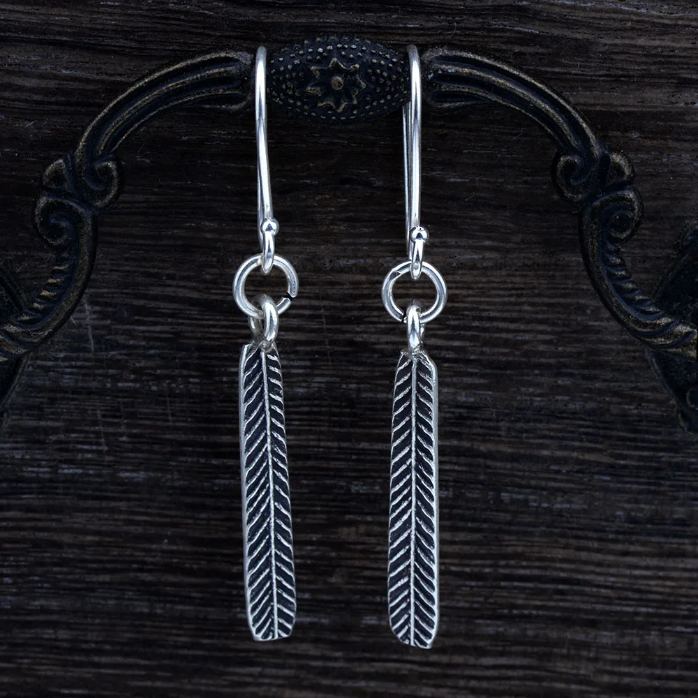 

Mythic Age Real 925 Sterling Silver Vintage Feather Drop Dangle Earrings Jewelry Gift for Woman Girl